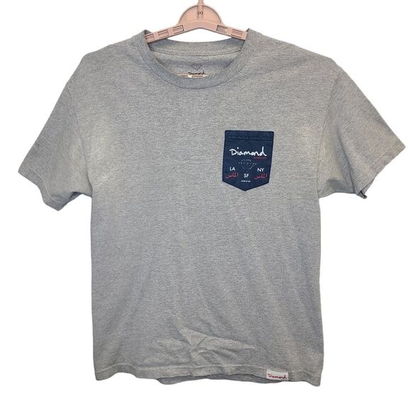 Diamond Supply Co Men's Grey Logo Pocket Cotton T Shirt Made in USA L - Picture 1 of 16